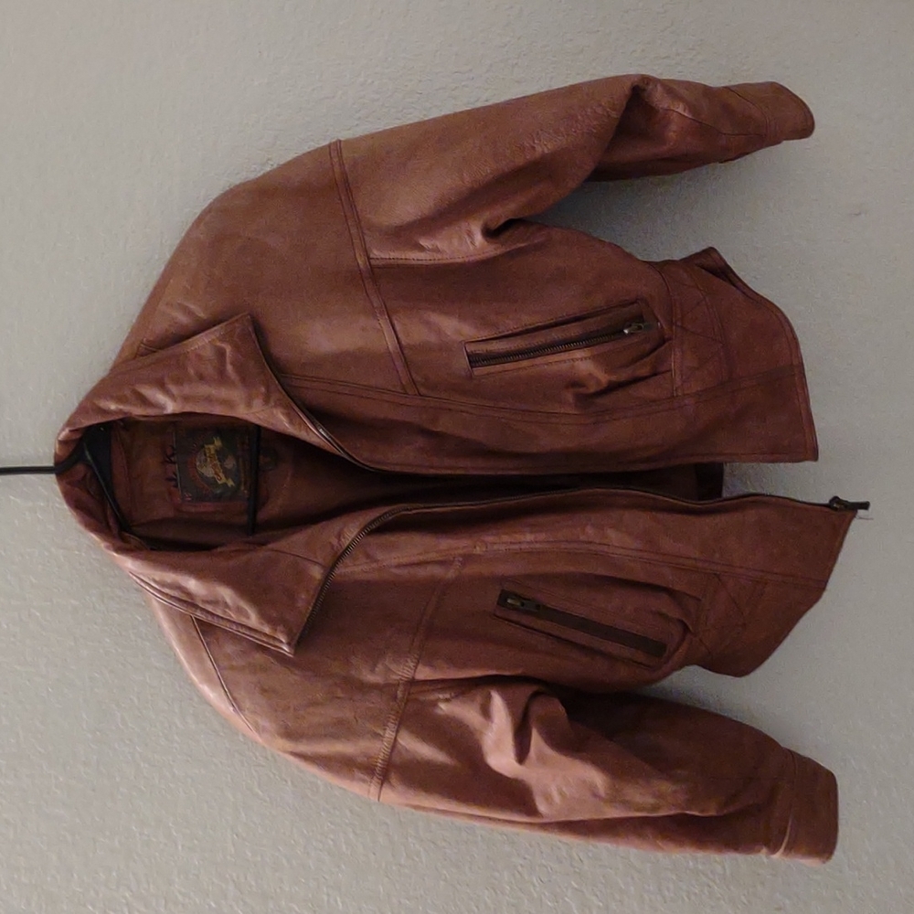 Real tan leather jacket